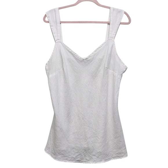 cut loose Tops - Cut Loose Tank Top Womens XL White Linen V-Neck Sleeveless Casual Coastal Boho